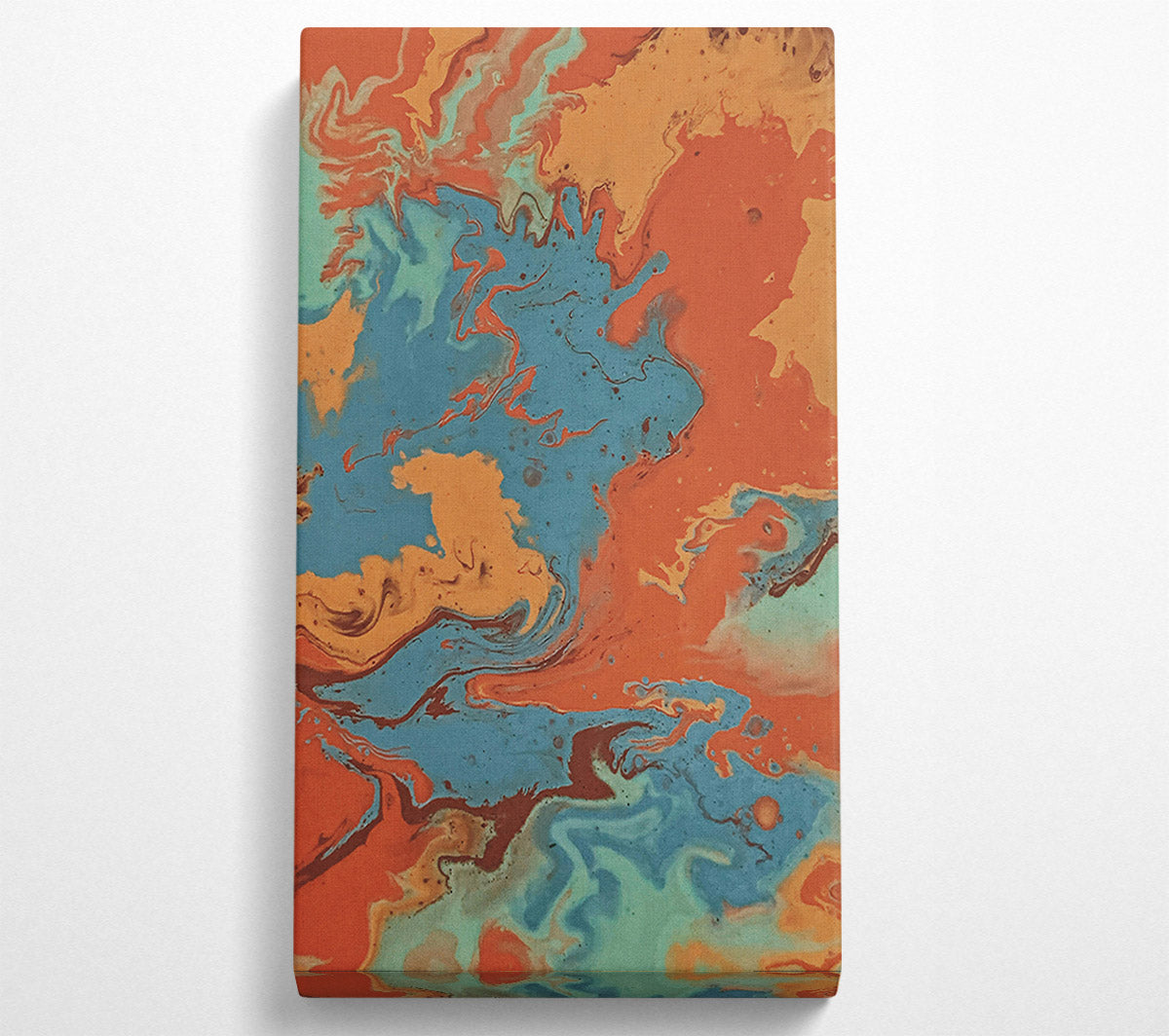 Teal And Rust Swirls Canvas Wall Art