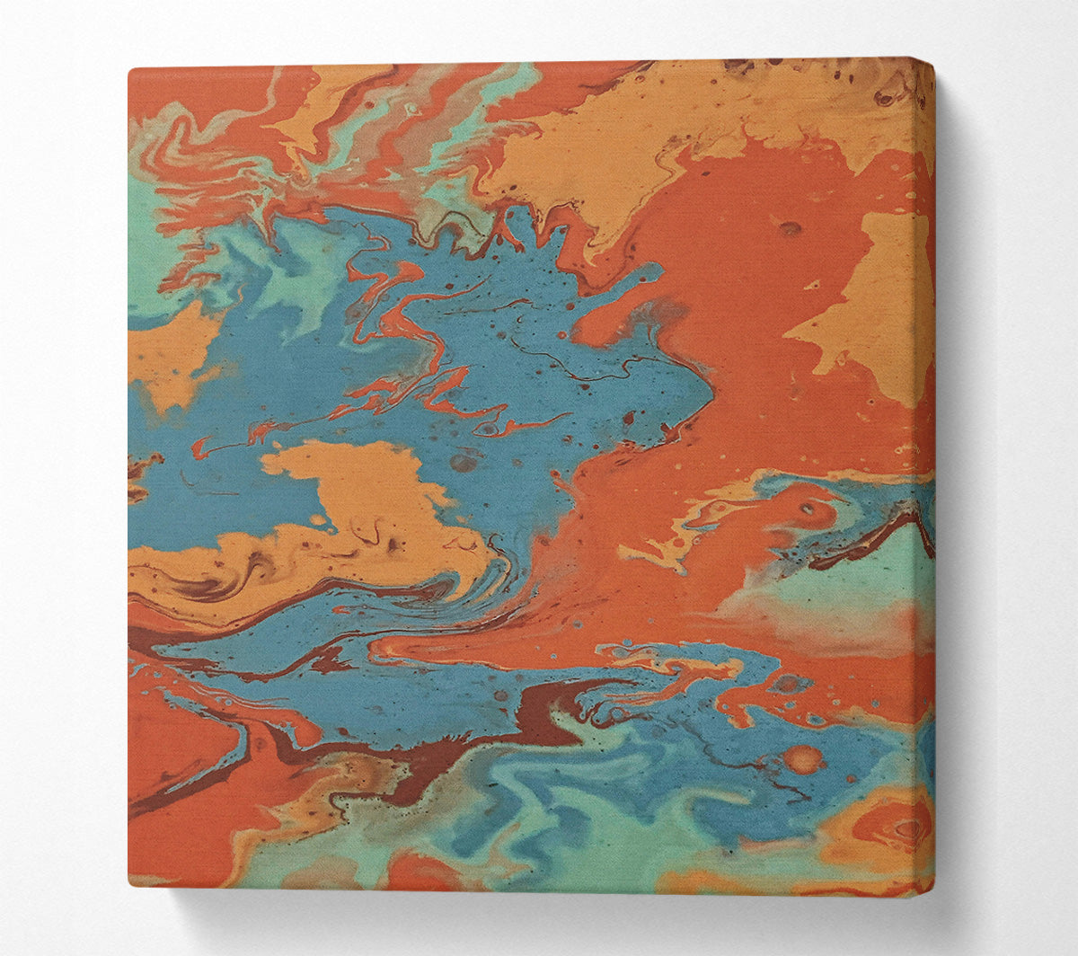 Teal And Rust Swirls Canvas Wall Art