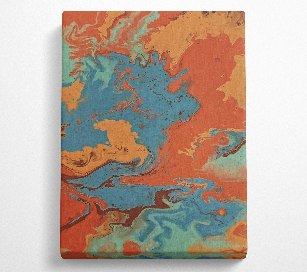 Teal And Rust Swirls Canvas Wall Art