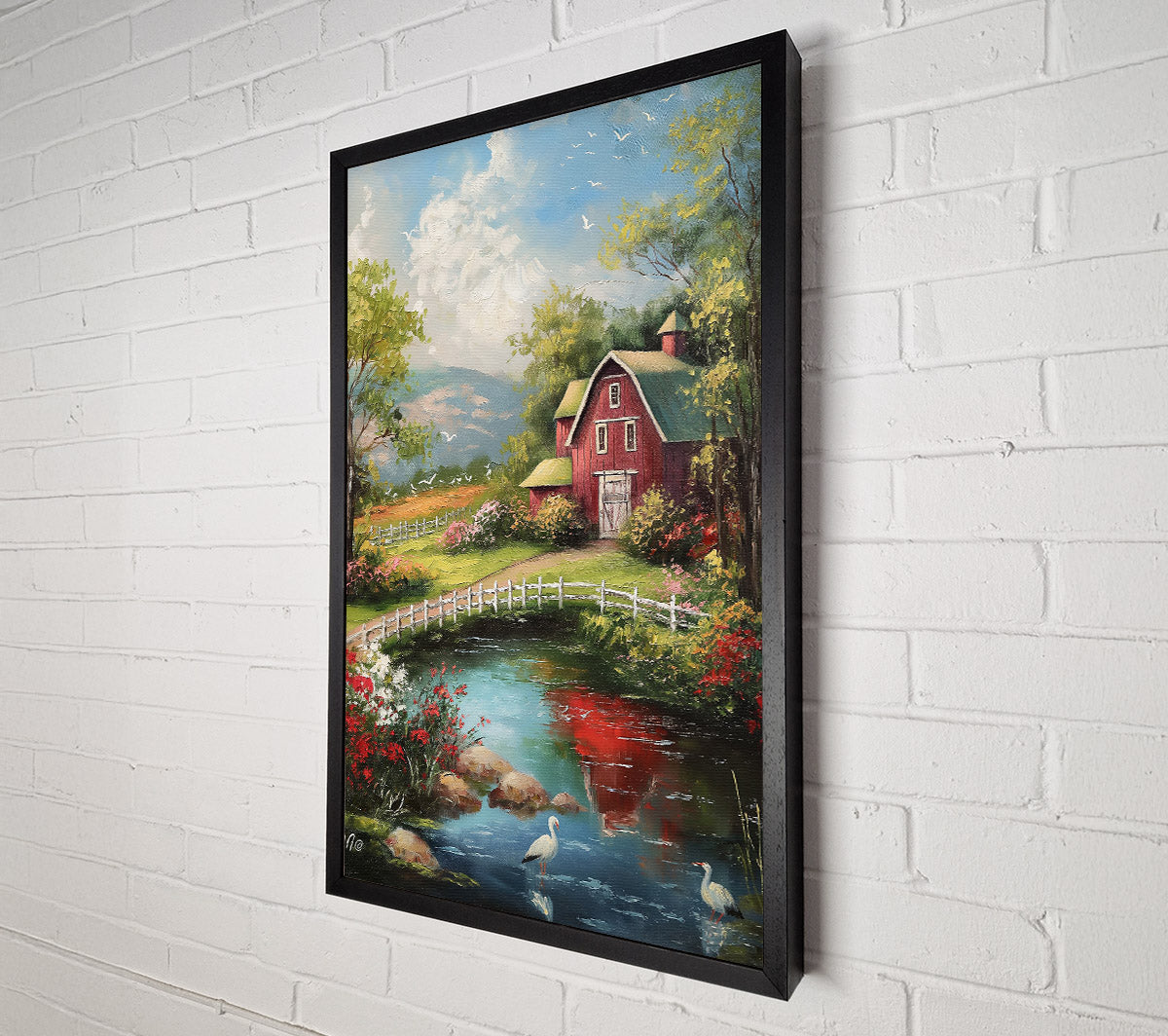 Red Barn Reflections Canvas Wall Art