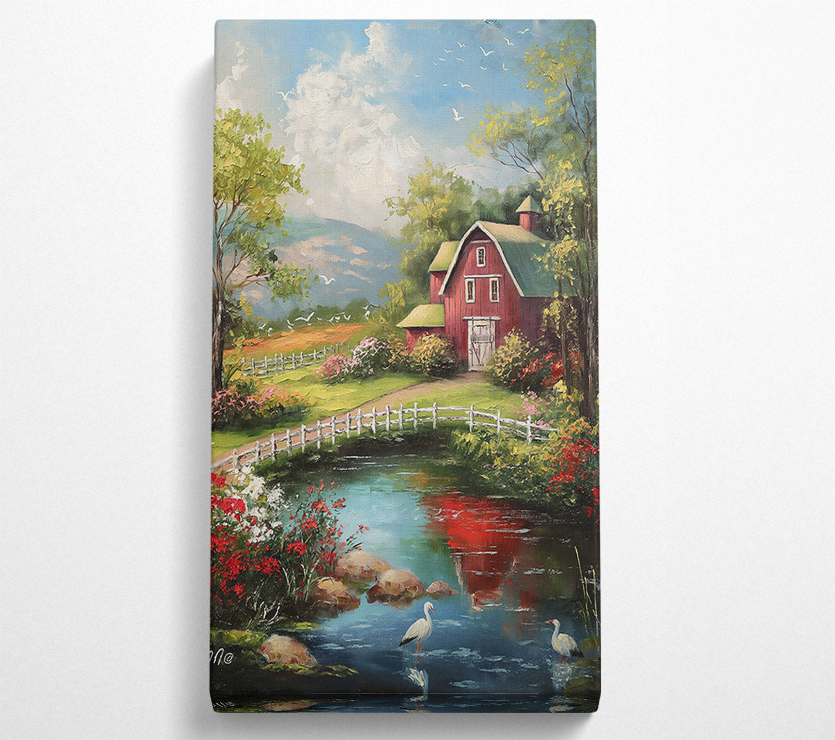 Red Barn Reflections Canvas Wall Art