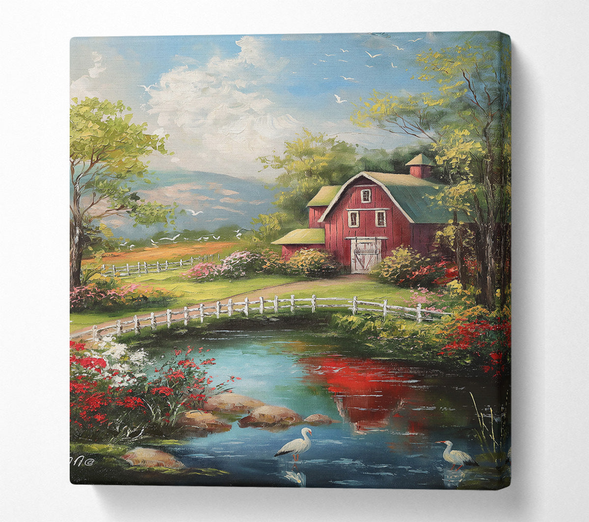 Red Barn Reflections Canvas Wall Art