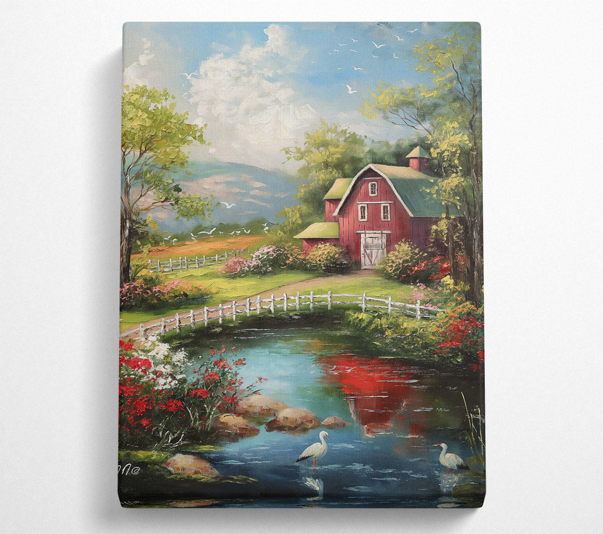 Red Barn Reflections Canvas Wall Art