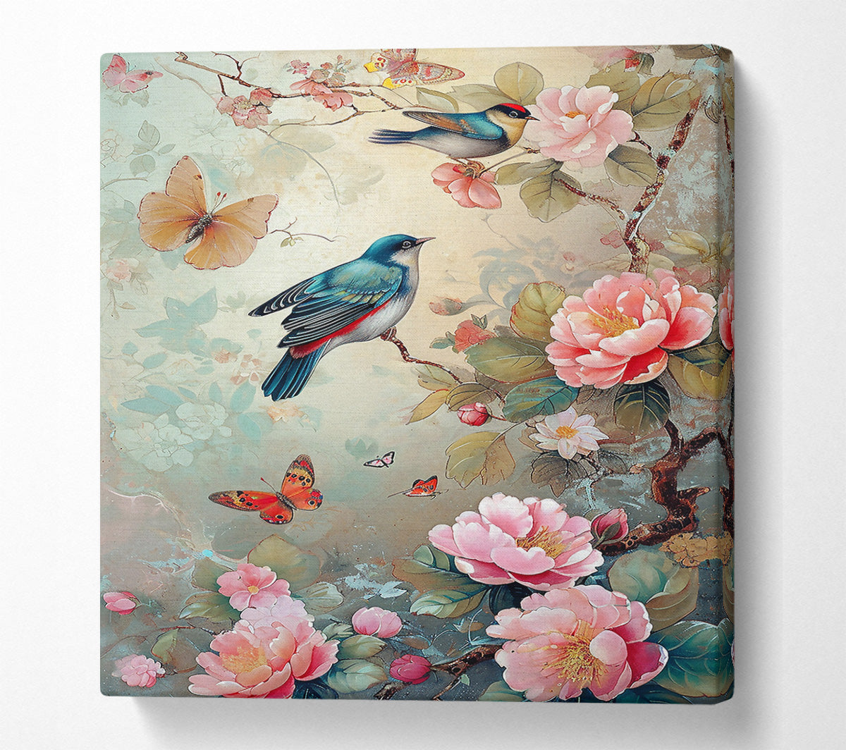 Pink Floral Harmony Canvas Wall Art