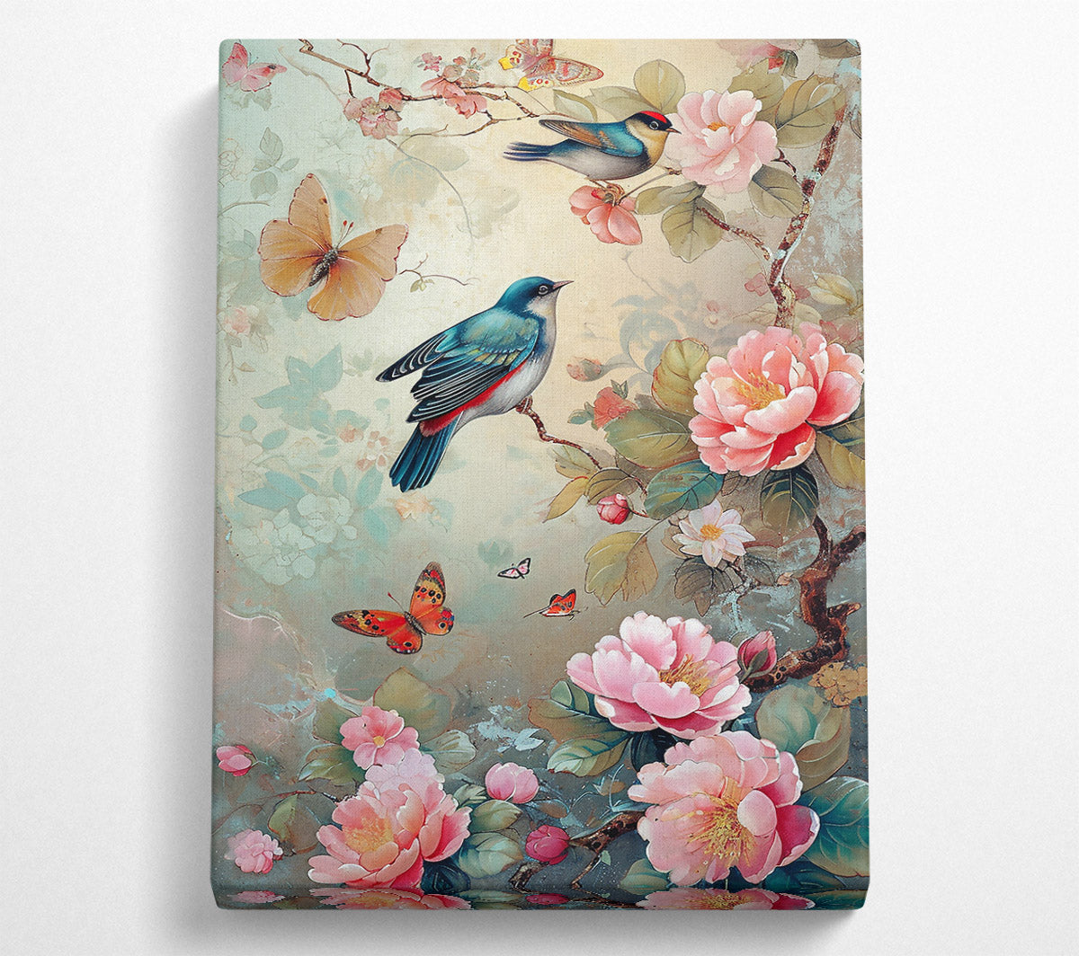 Pink Floral Harmony Canvas Wall Art