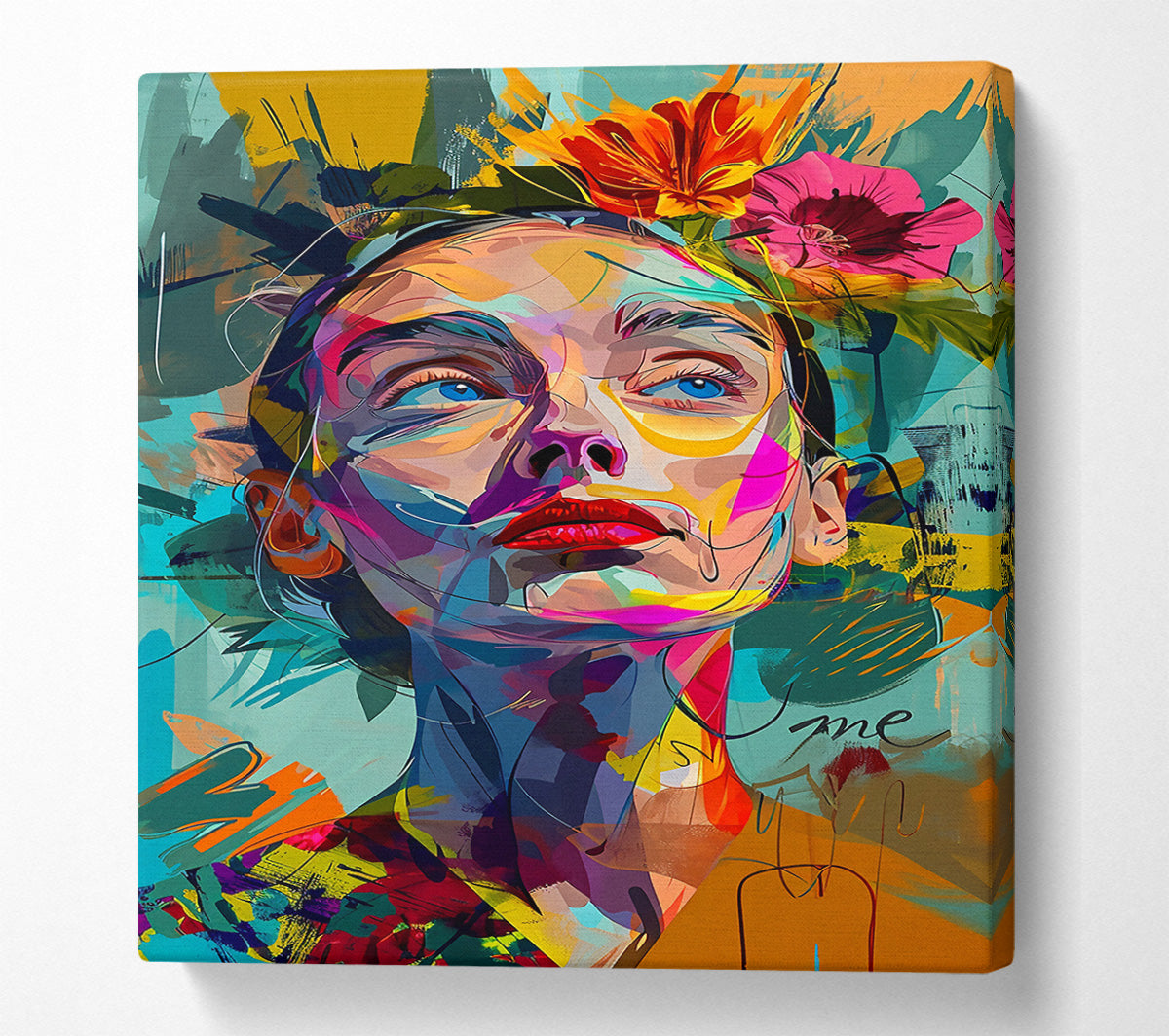 Yellow Dreamy Face Canvas Wall Art