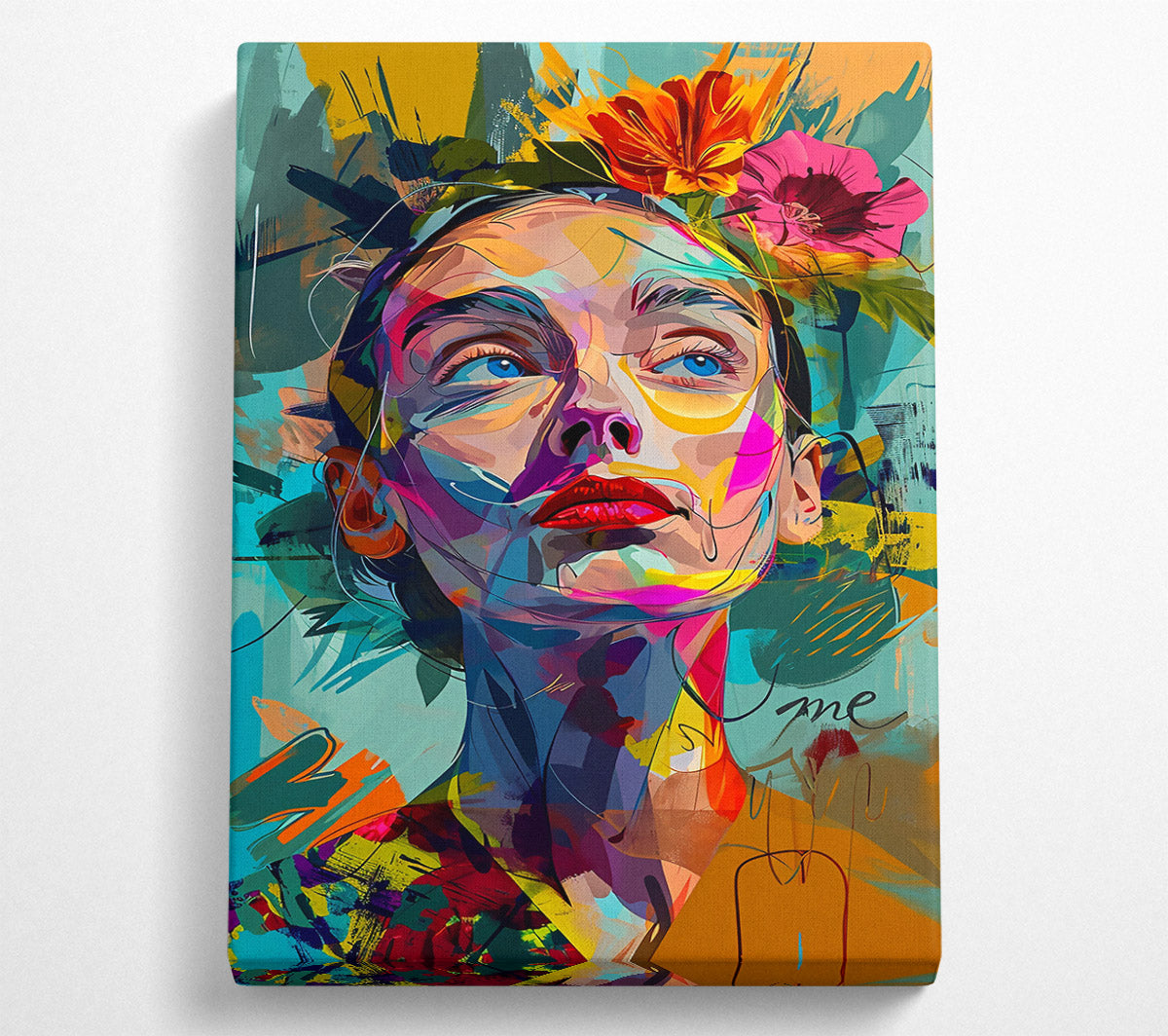 Yellow Dreamy Face Canvas Wall Art