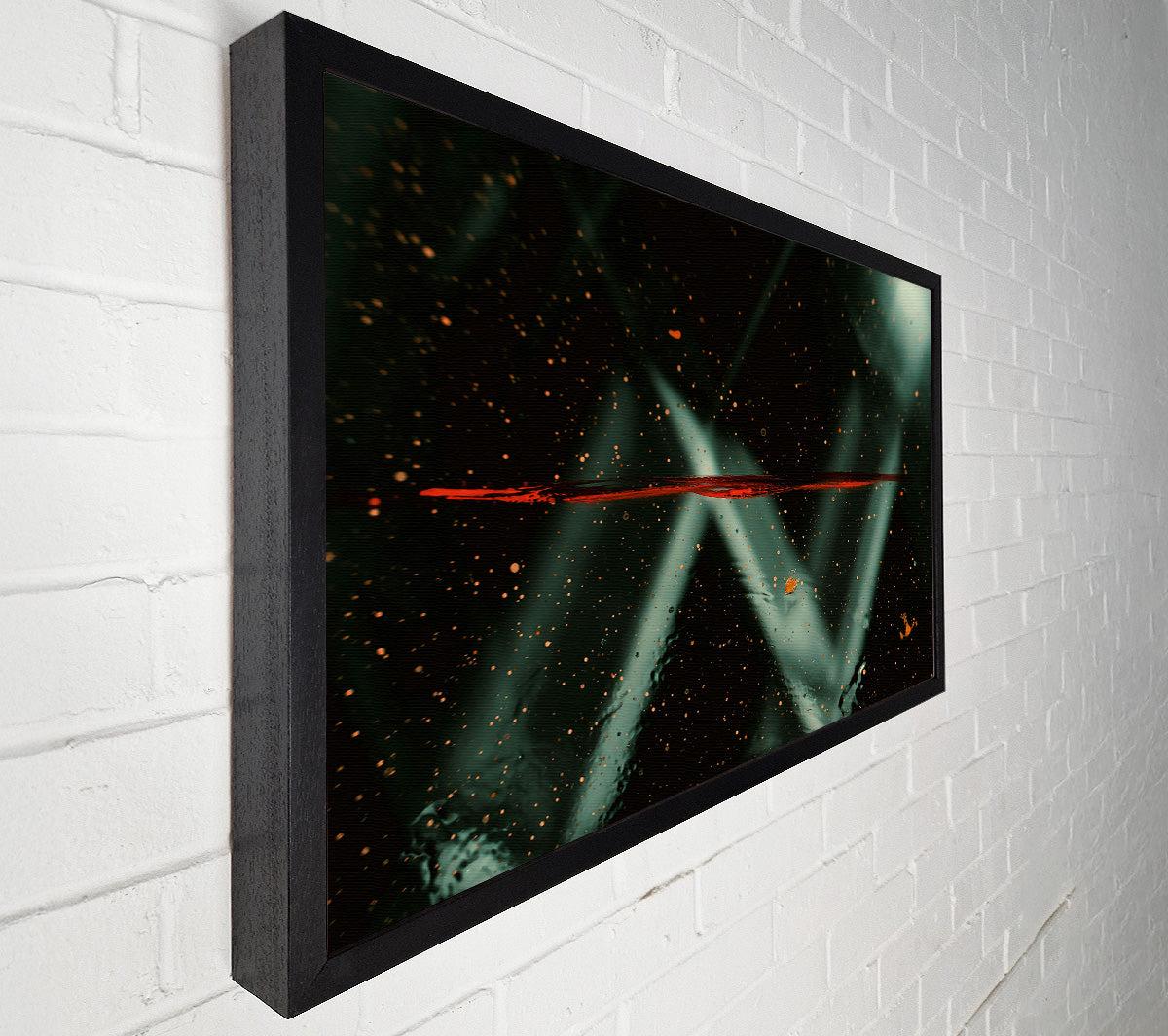 Red Line In Teal Canvas Wall Art