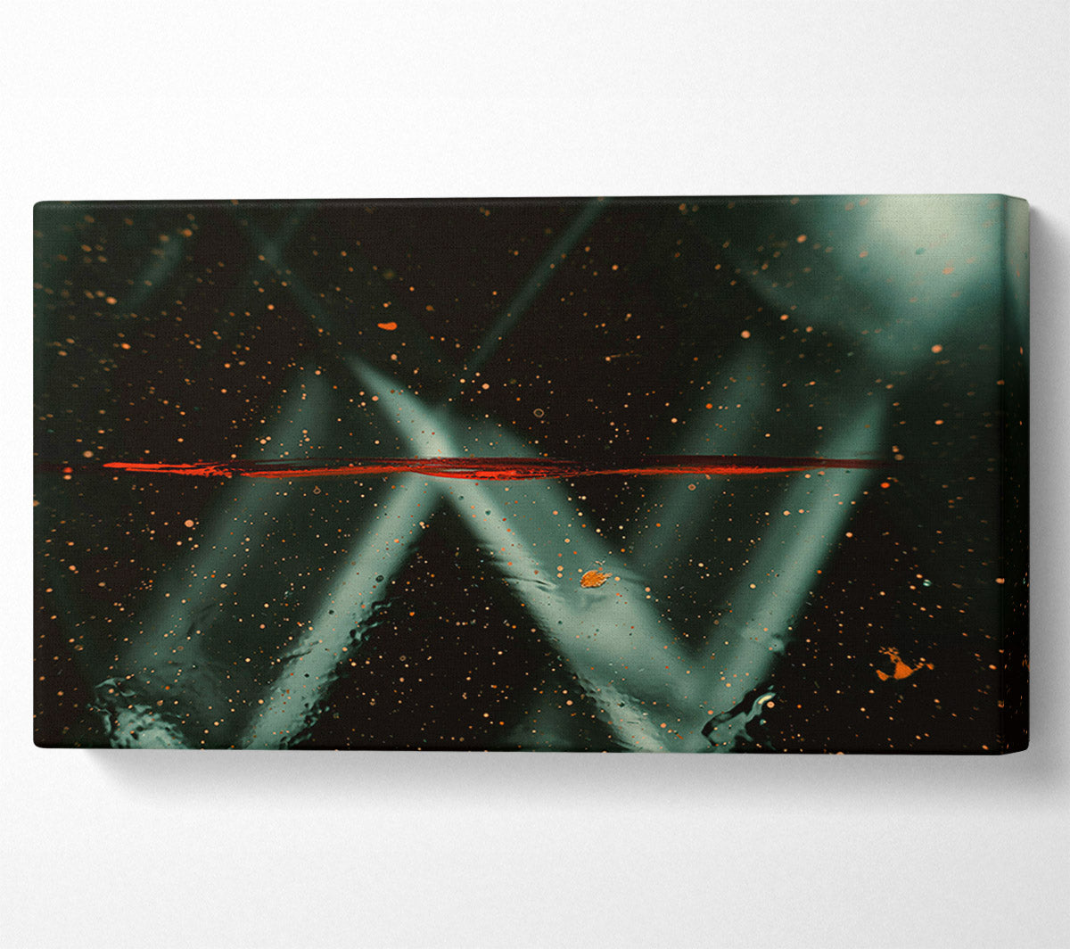 Red Line In Teal Canvas Wall Art
