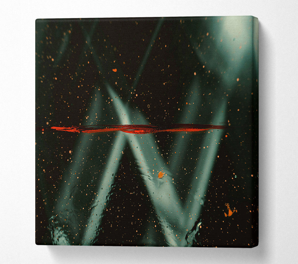 Red Line In Teal Canvas Wall Art