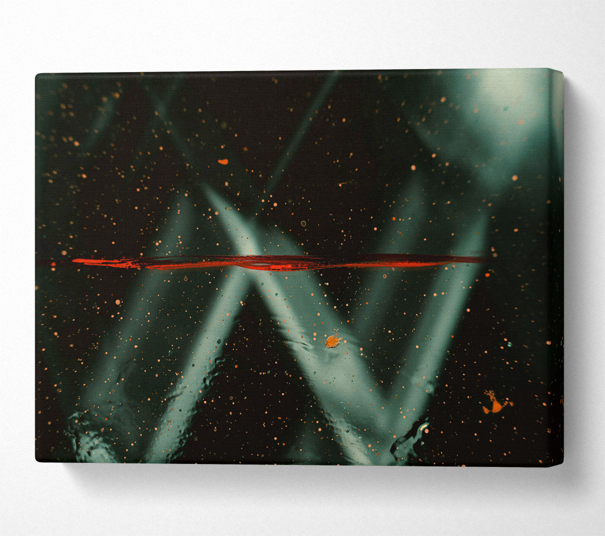 Red Line In Teal Canvas Wall Art