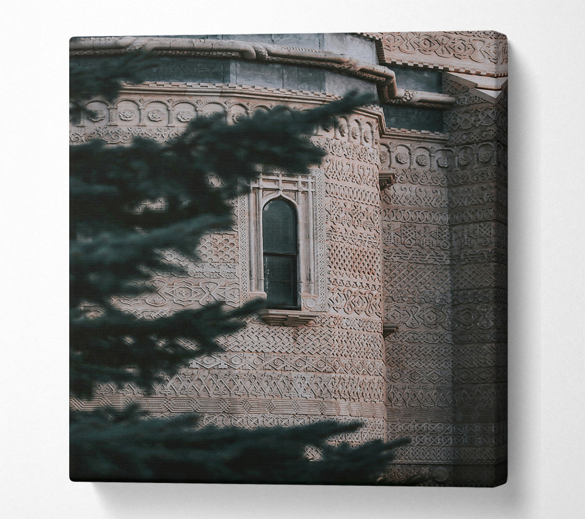 Stonework And Green Light Canvas Wall Art