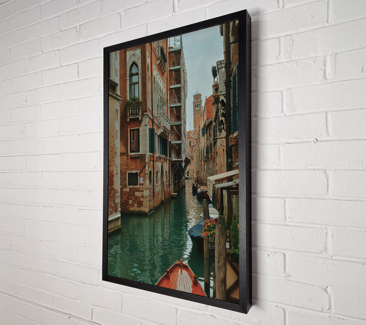 Teal Venice Canal View Canvas Wall Art