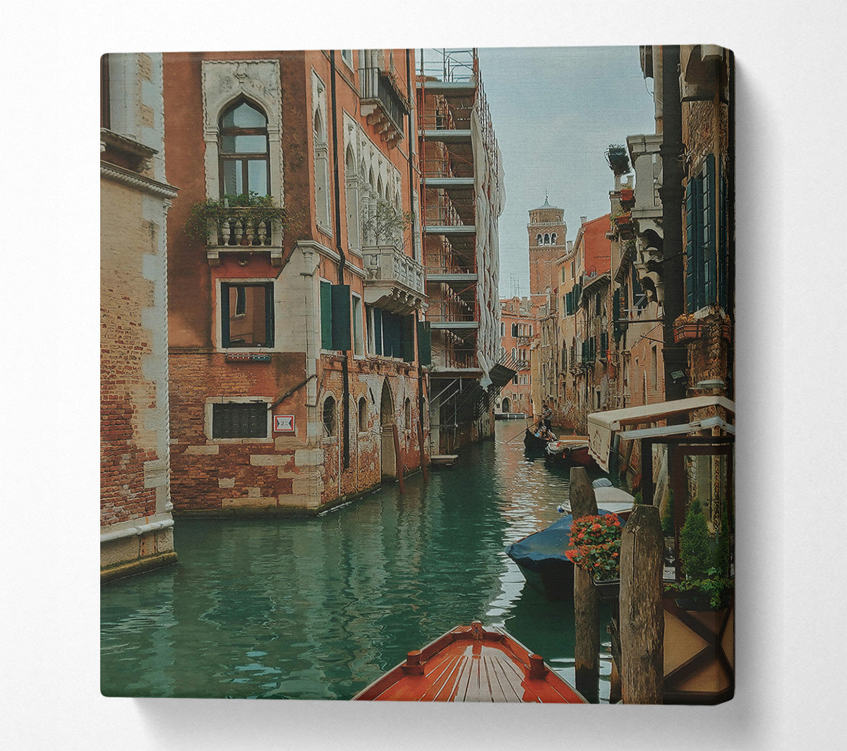 Teal Venice Canal View Canvas Wall Art