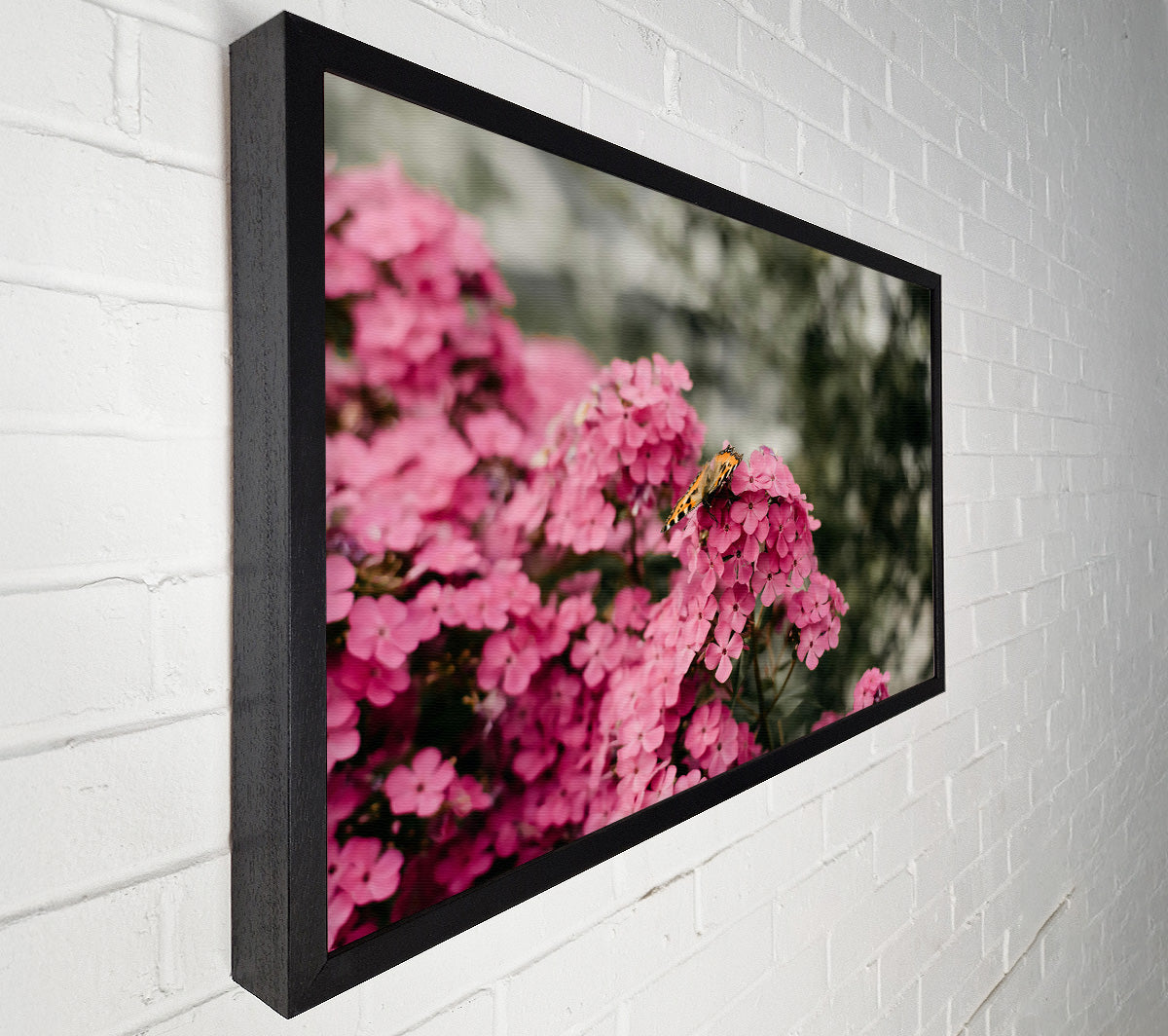 Pink Flowers And Butterfly Canvas Wall Art