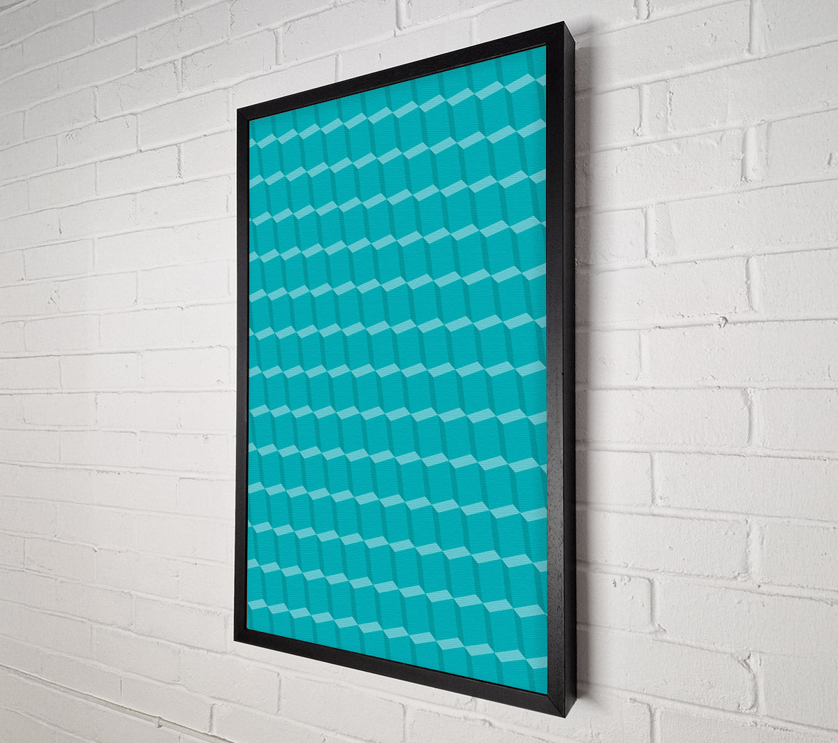 Teal Cube Pattern Canvas Wall Art