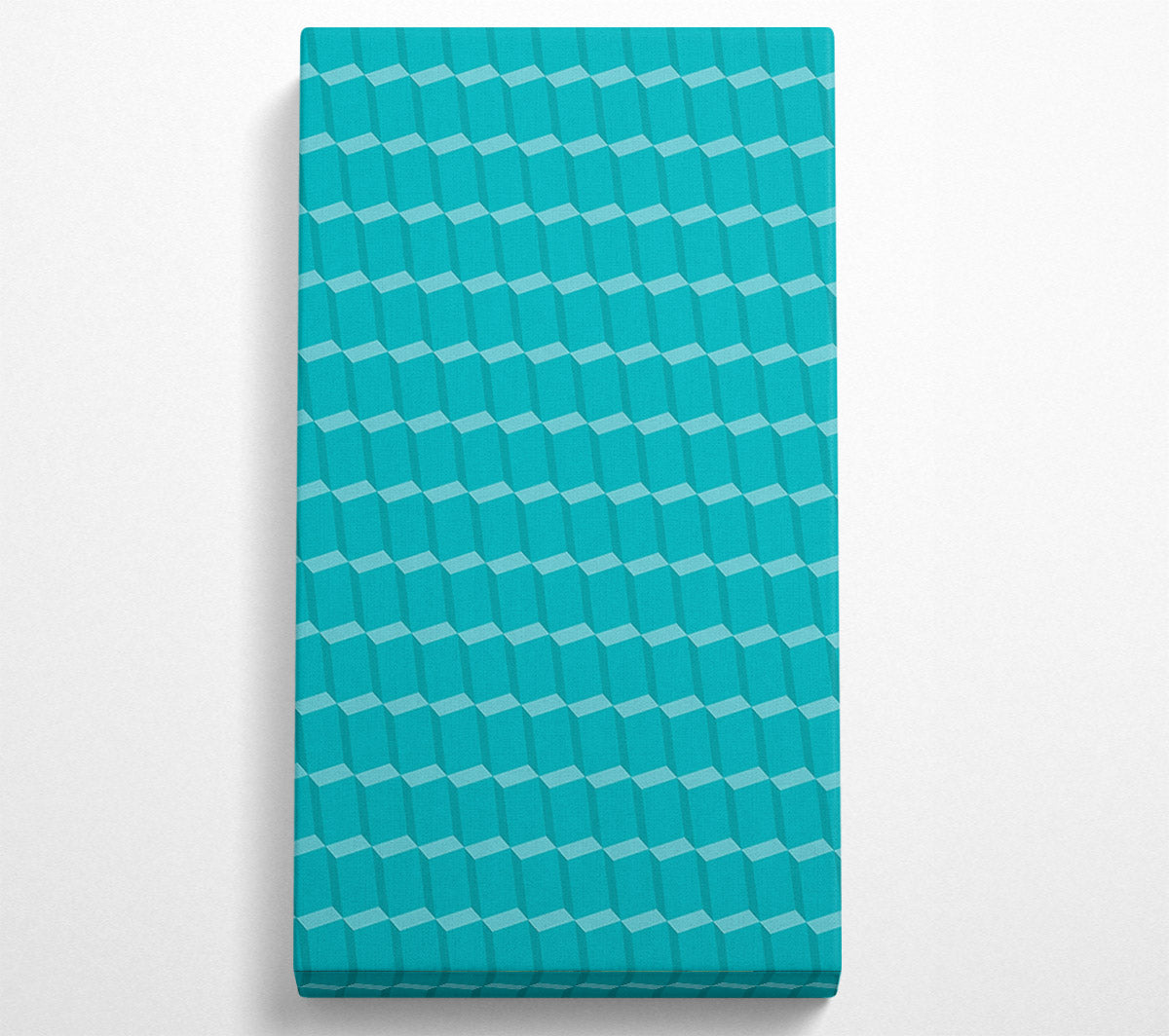 Teal Cube Pattern Canvas Wall Art