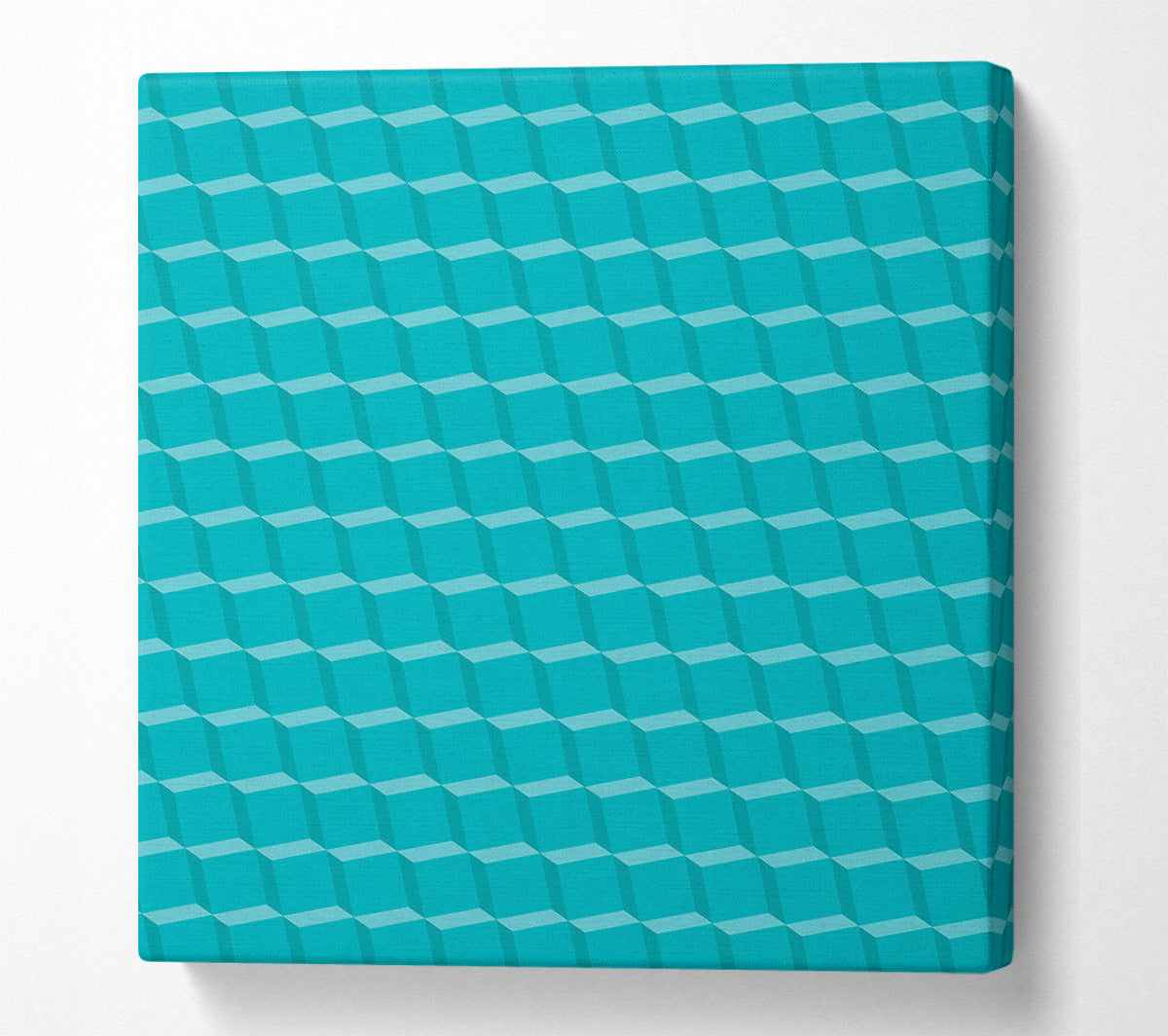 Teal Cube Pattern Canvas Wall Art