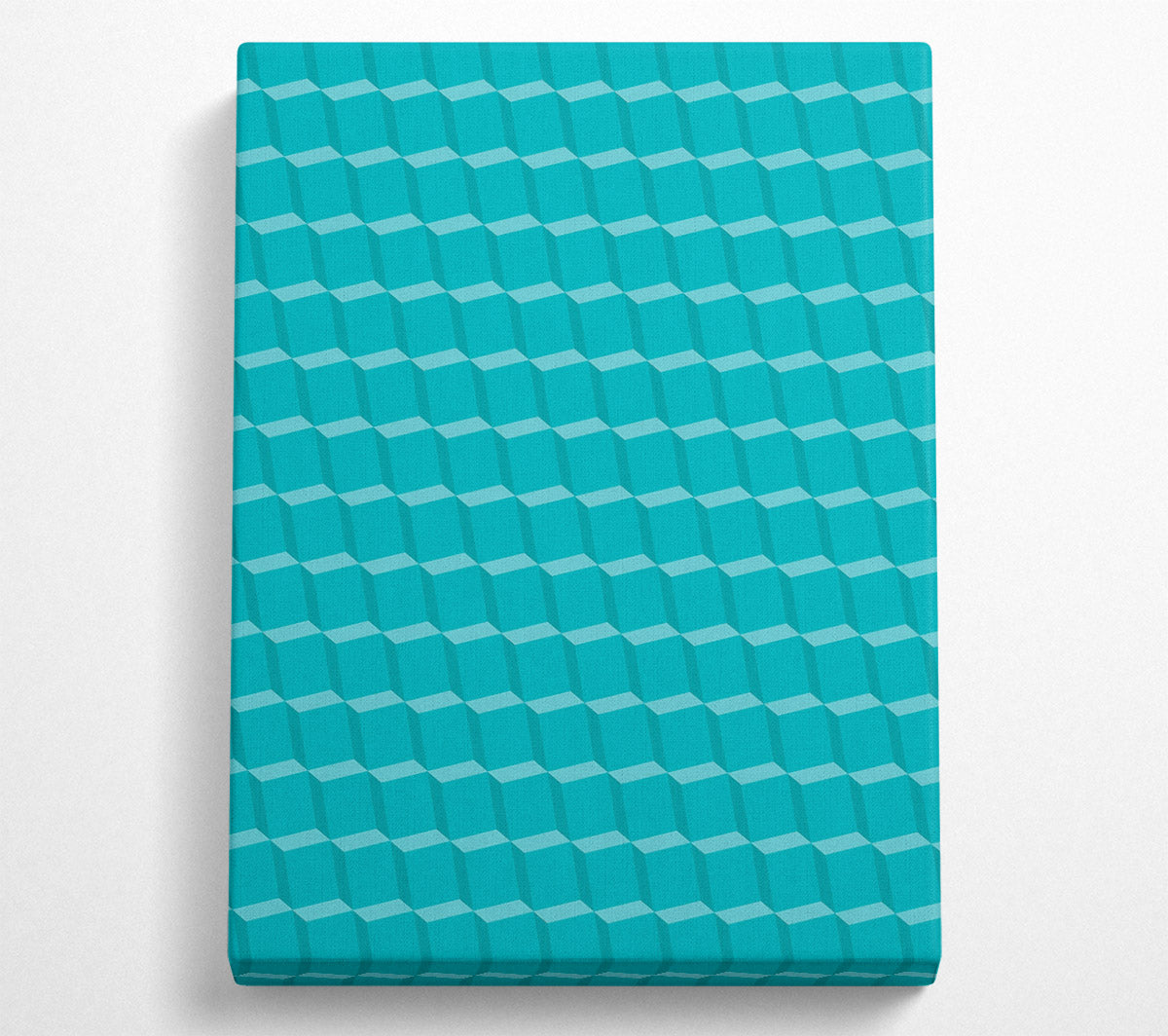 Teal Cube Pattern Canvas Wall Art