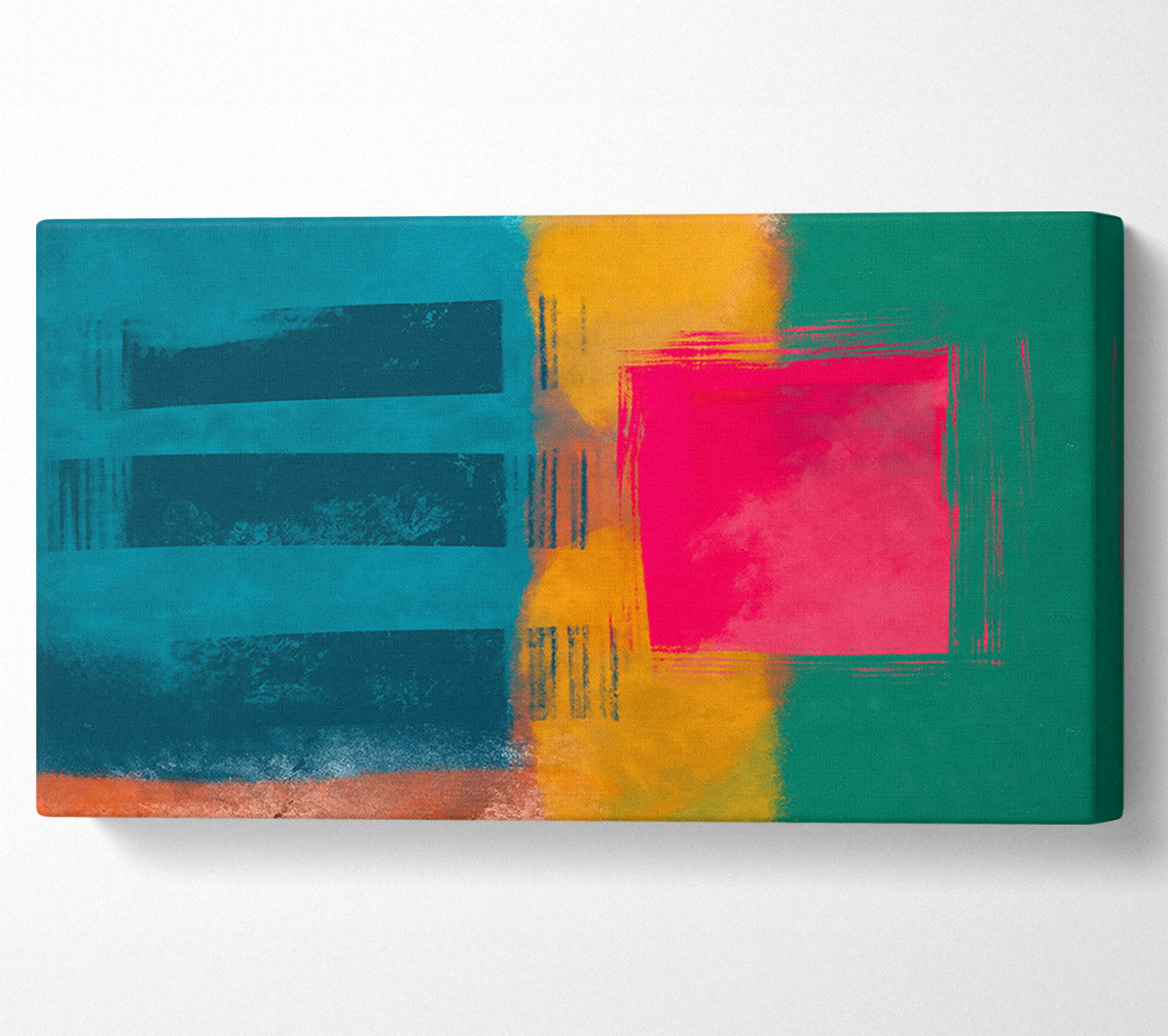 Teal And Crimson Hues Canvas Wall Art
