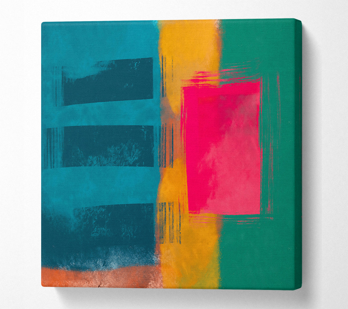Teal And Crimson Hues Canvas Wall Art