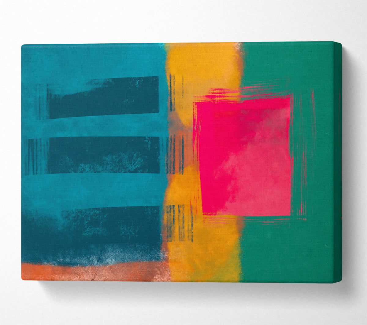 Teal And Crimson Hues Canvas Wall Art