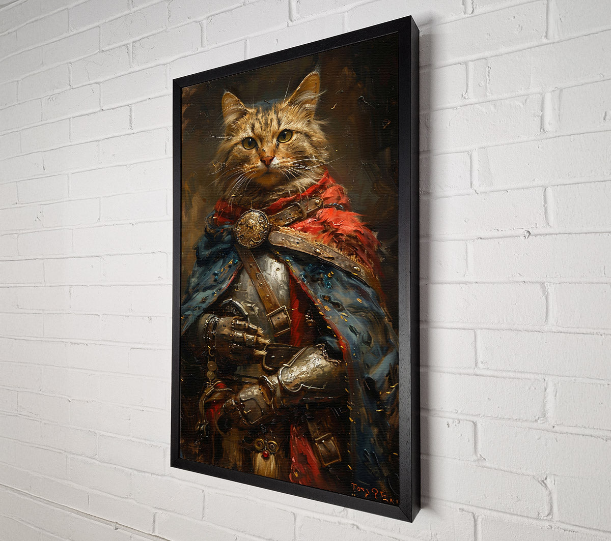 The Blue Knight Cat Canvas Wall Art