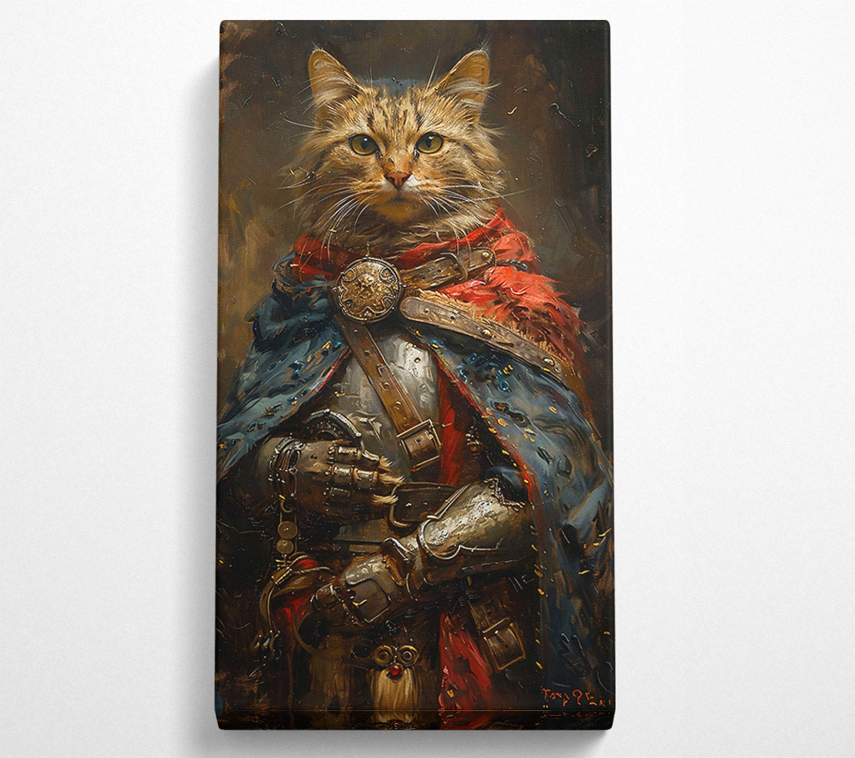The Blue Knight Cat Canvas Wall Art