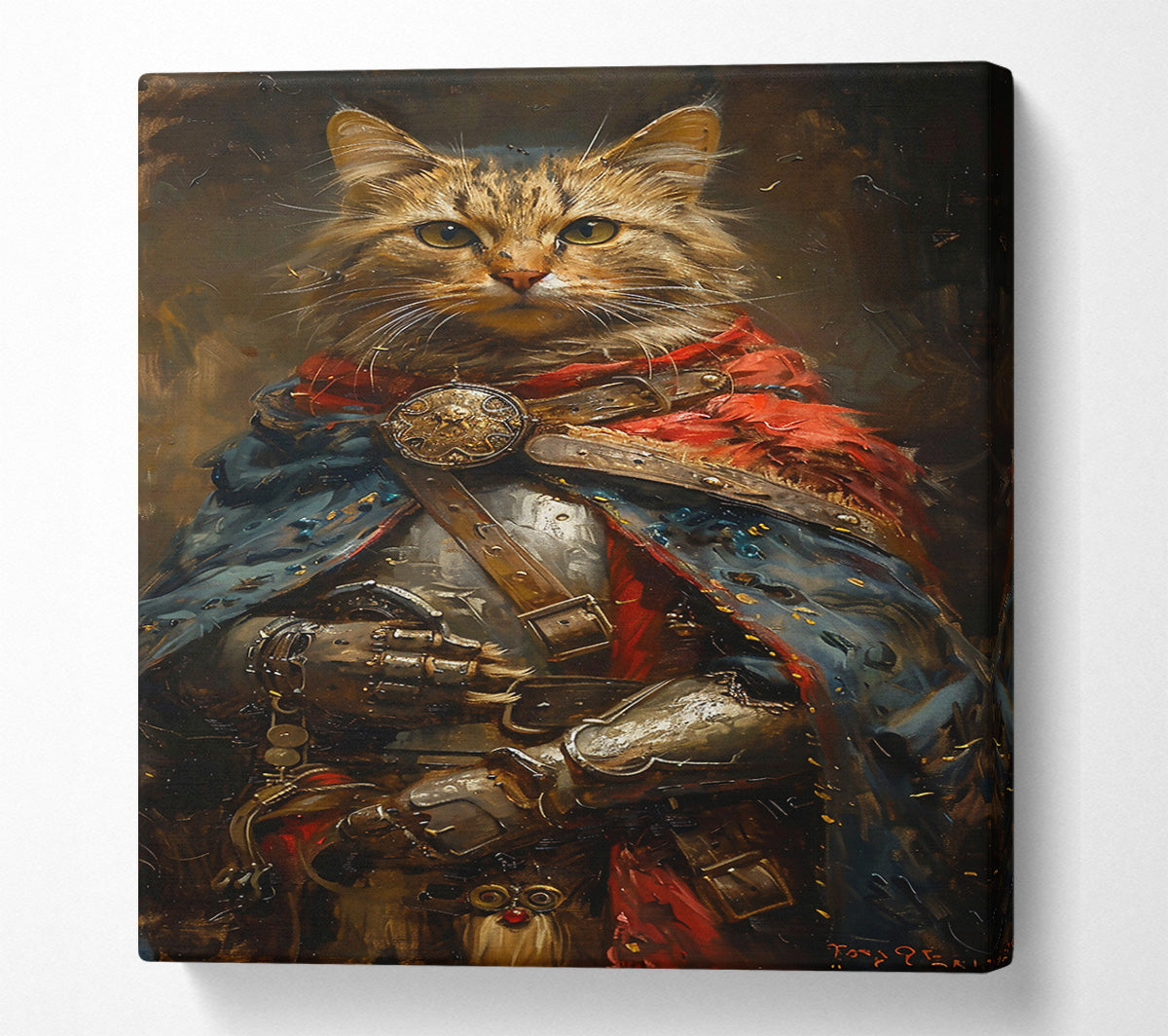 The Blue Knight Cat Canvas Wall Art