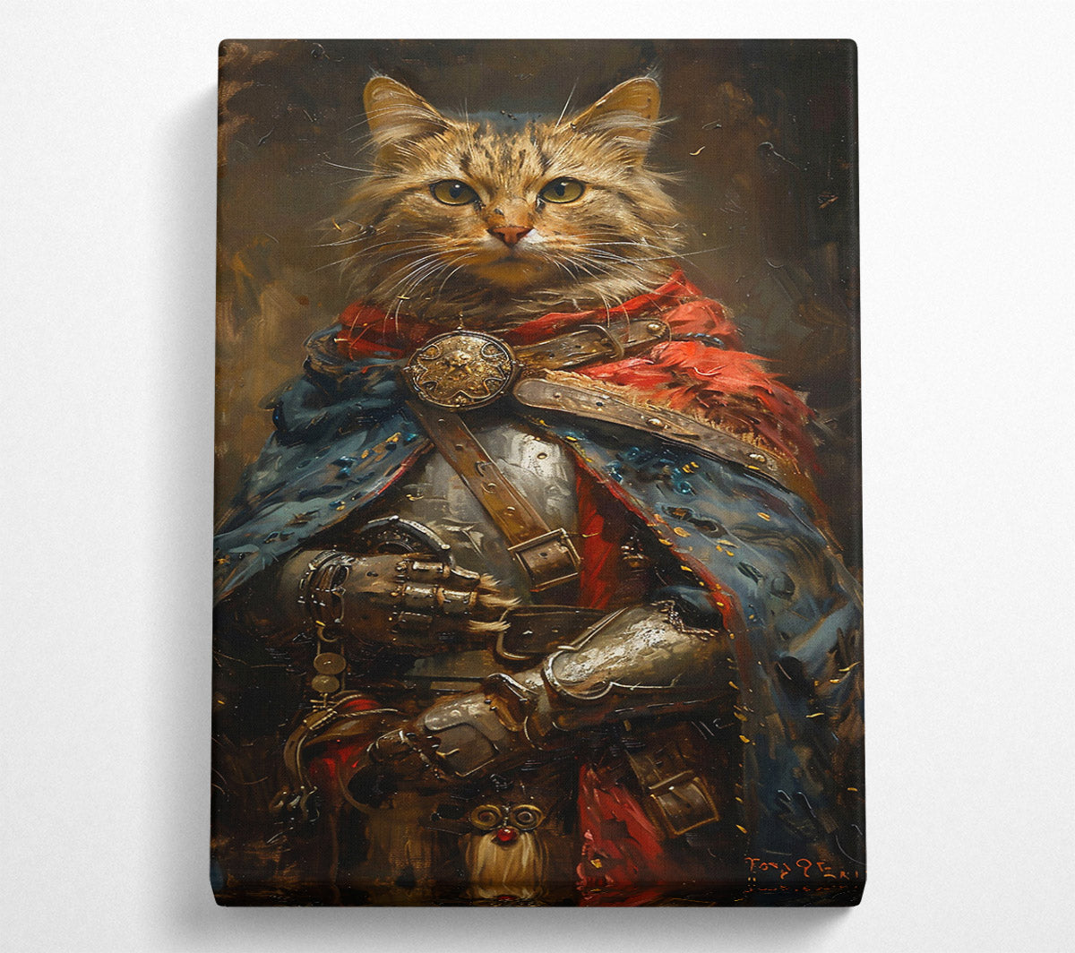 The Blue Knight Cat Canvas Wall Art