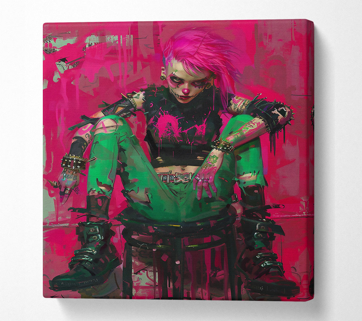 Pink Punk Rebellion Canvas Wall Art