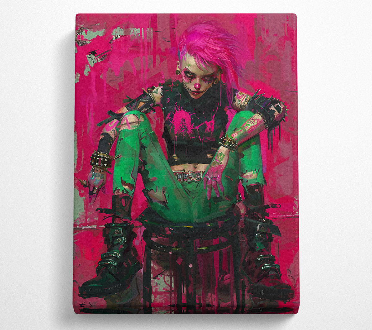 Pink Punk Rebellion Canvas Wall Art