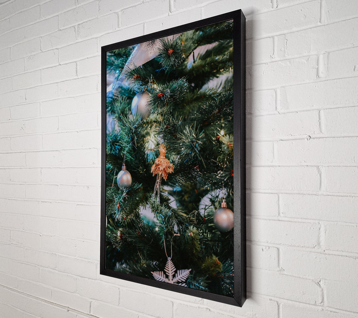Silver Christmas Tree Charm Canvas Wall Art