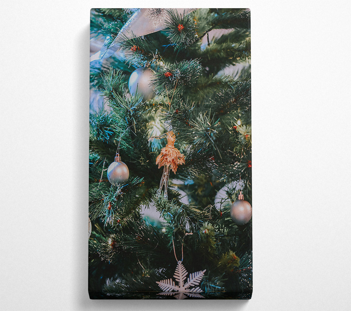 Silver Christmas Tree Charm Canvas Wall Art