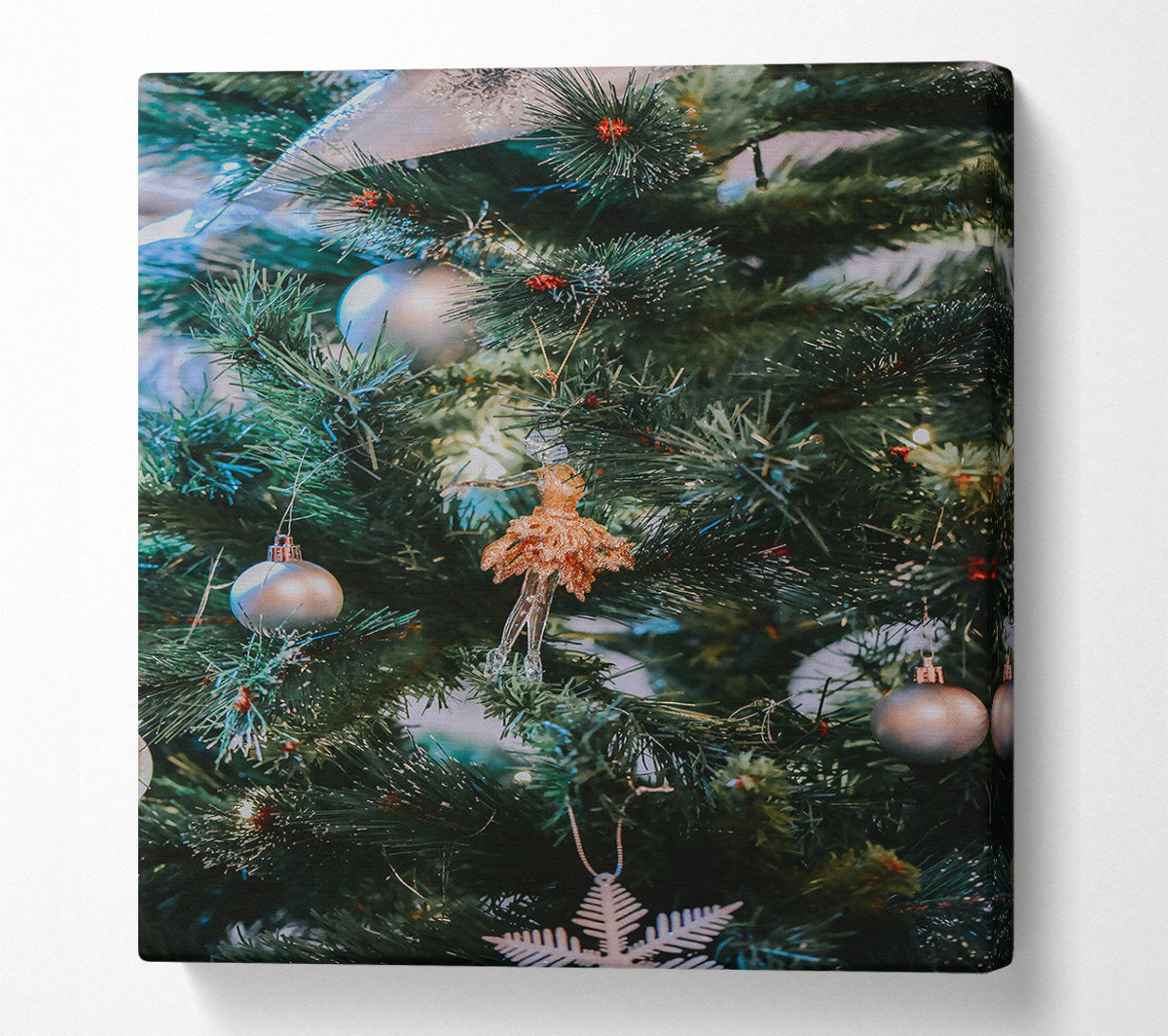 Silver Christmas Tree Charm Canvas Wall Art