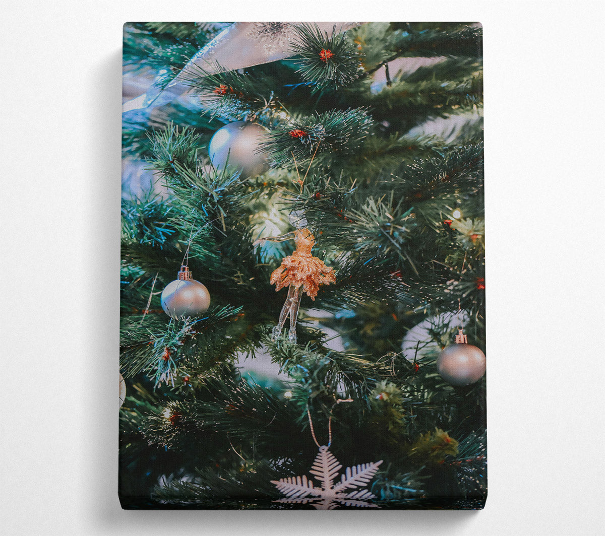 Silver Christmas Tree Charm Canvas Wall Art