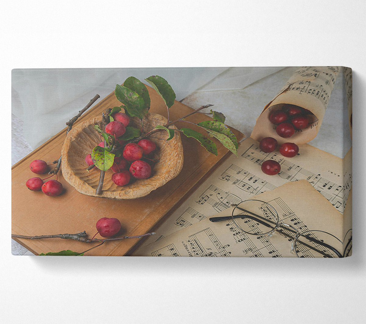 Red Apples And Sheet Music Canvas Wall Art