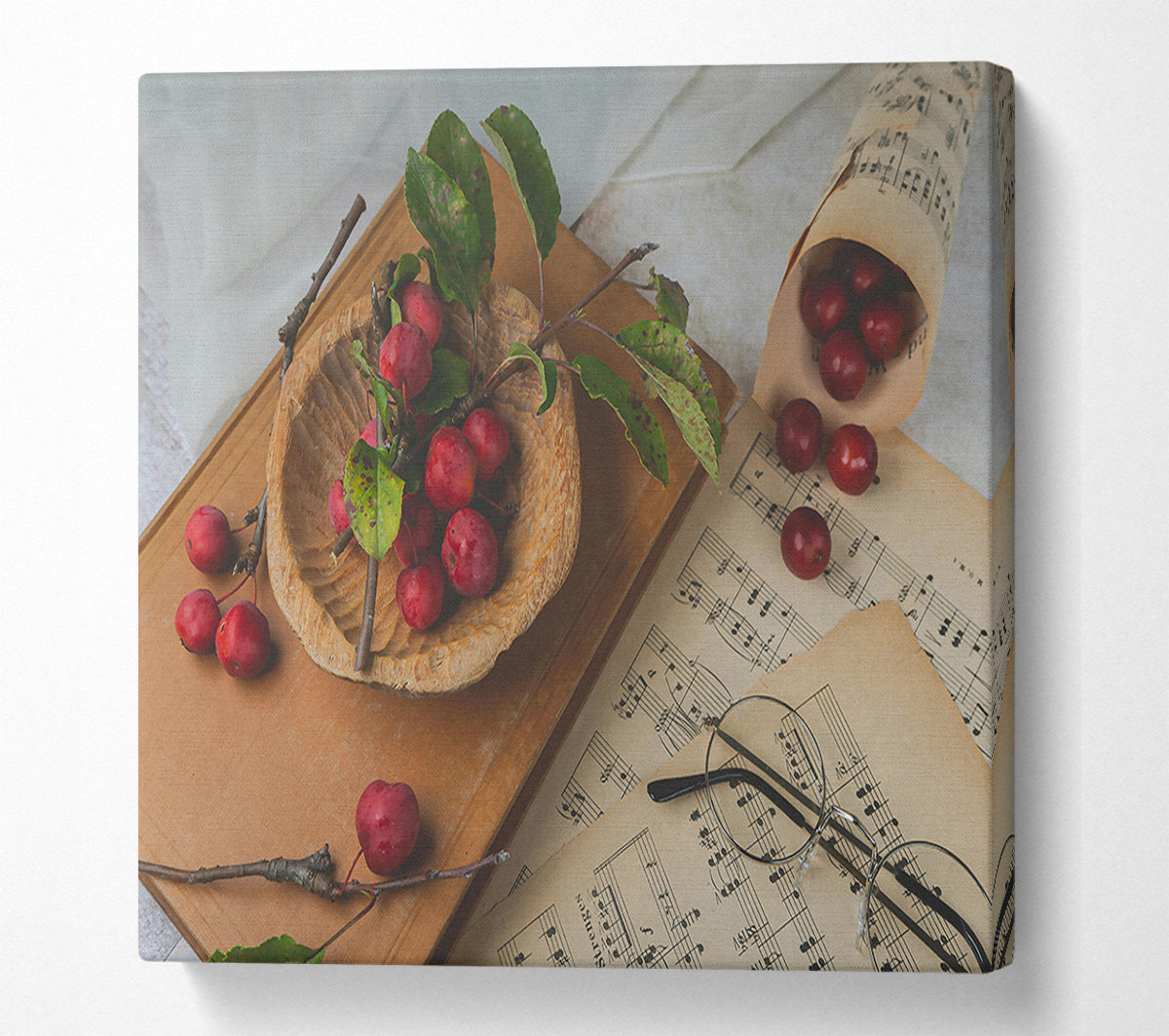 Red Apples And Sheet Music Canvas Wall Art