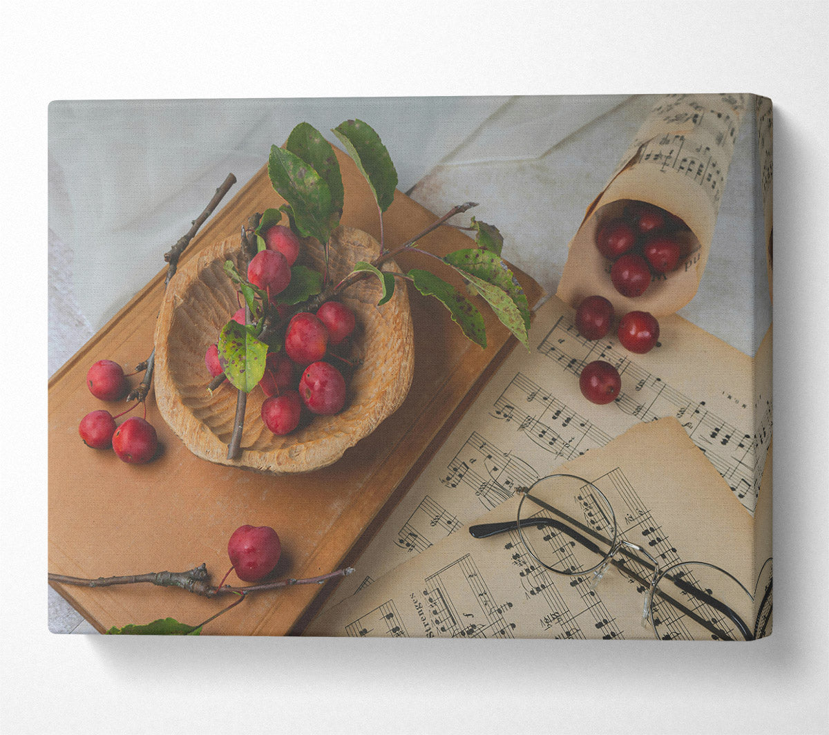 Red Apples And Sheet Music Canvas Wall Art