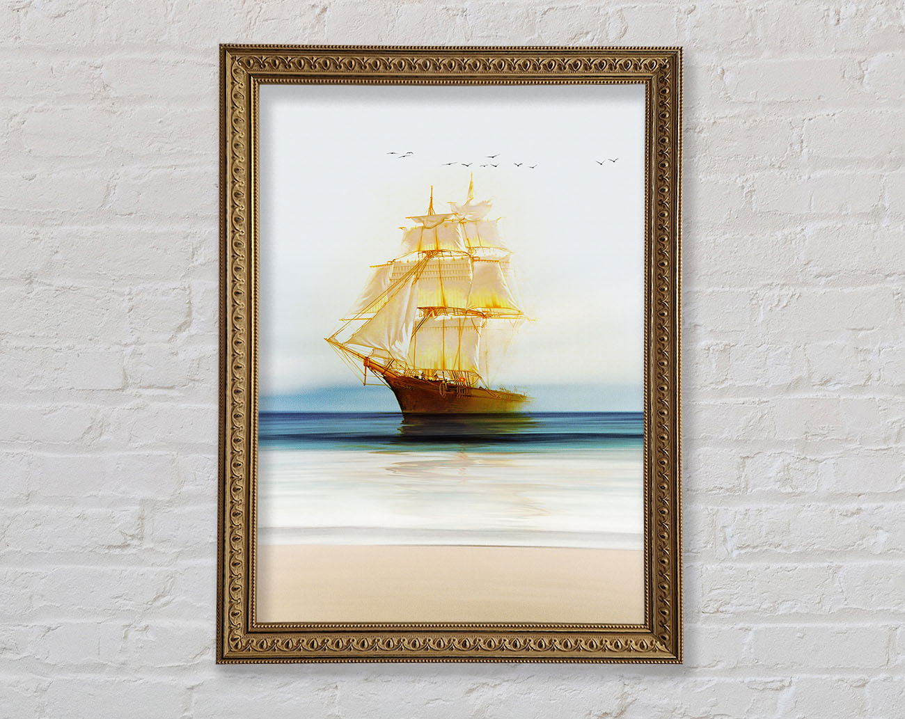 Gold Ship Framed Print