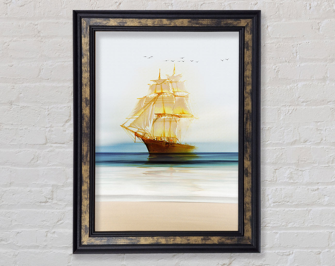 Gold Ship Framed Print
