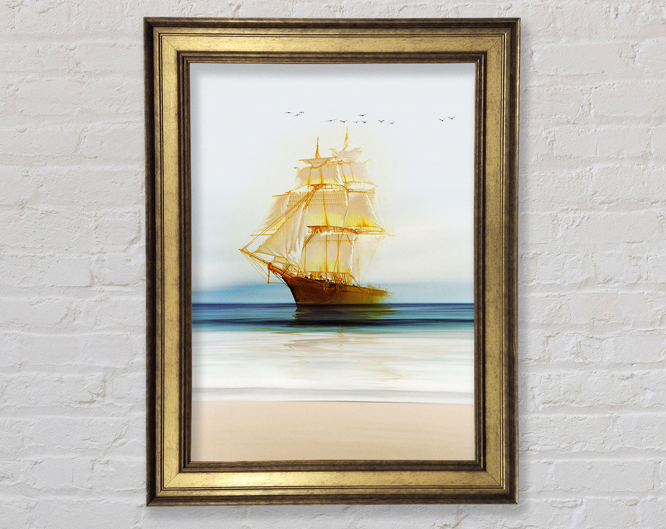 Gold Ship Framed Print