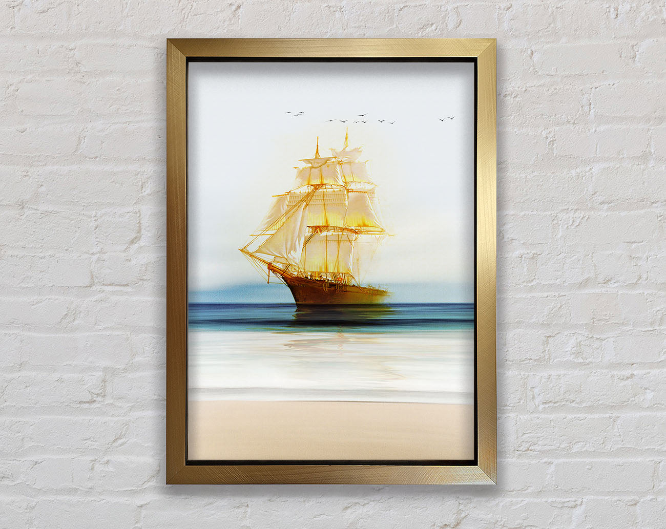 Gold Ship Framed Print