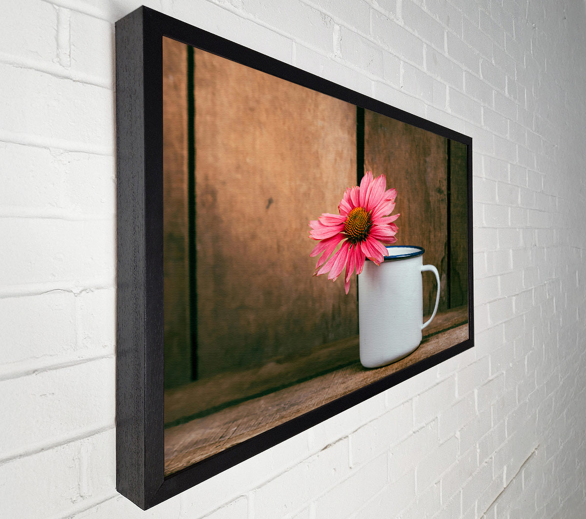 Pink Flower In Mug Canvas Wall Art