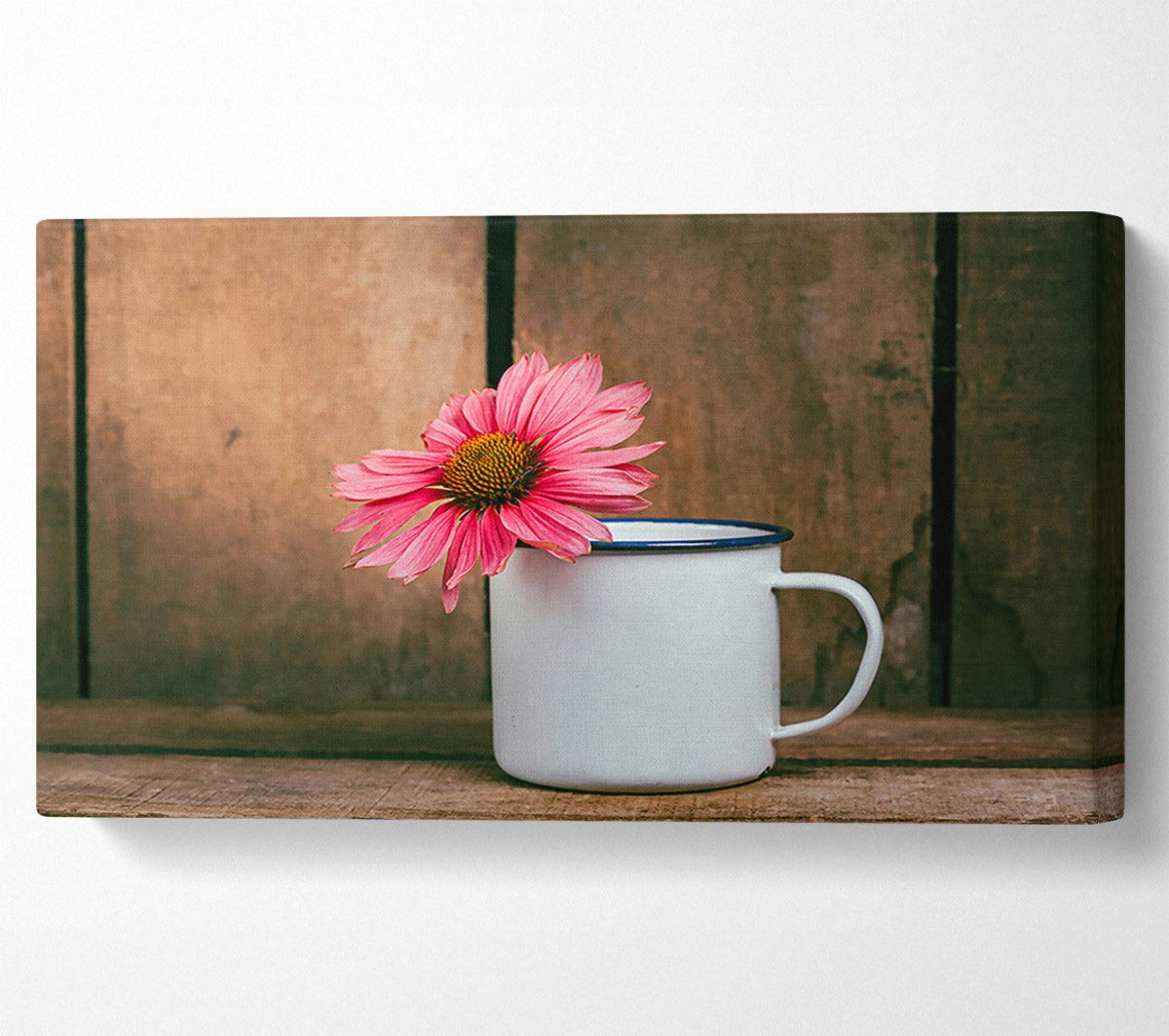 Pink Flower In Mug Canvas Wall Art