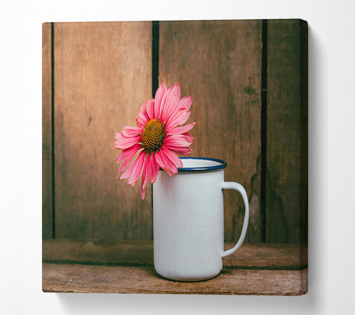 Pink Flower In Mug Canvas Wall Art