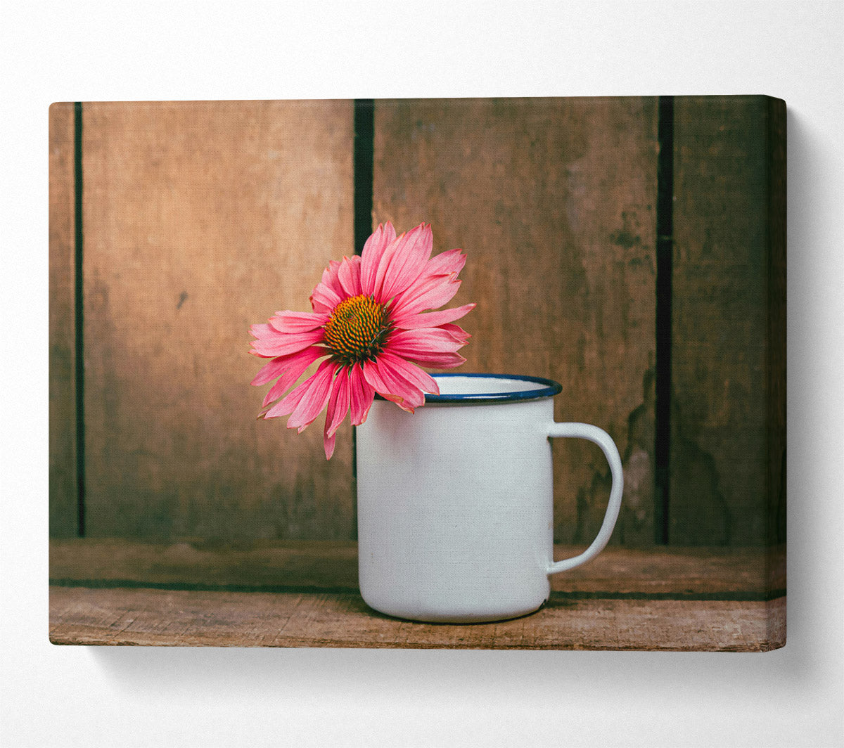 Pink Flower In Mug Canvas Wall Art