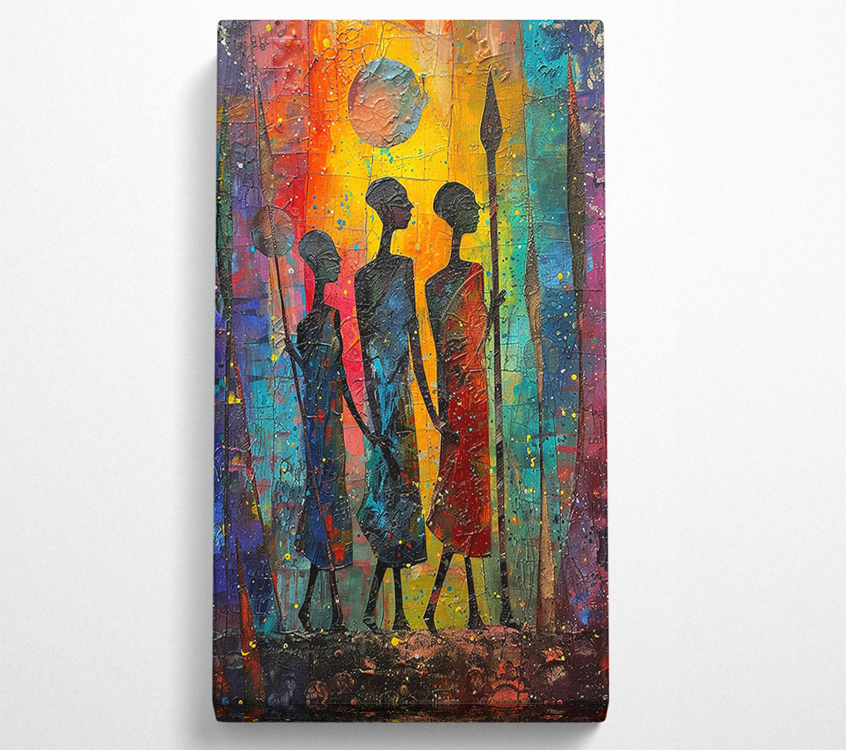Yellow Sunset Warriors Canvas Wall Art