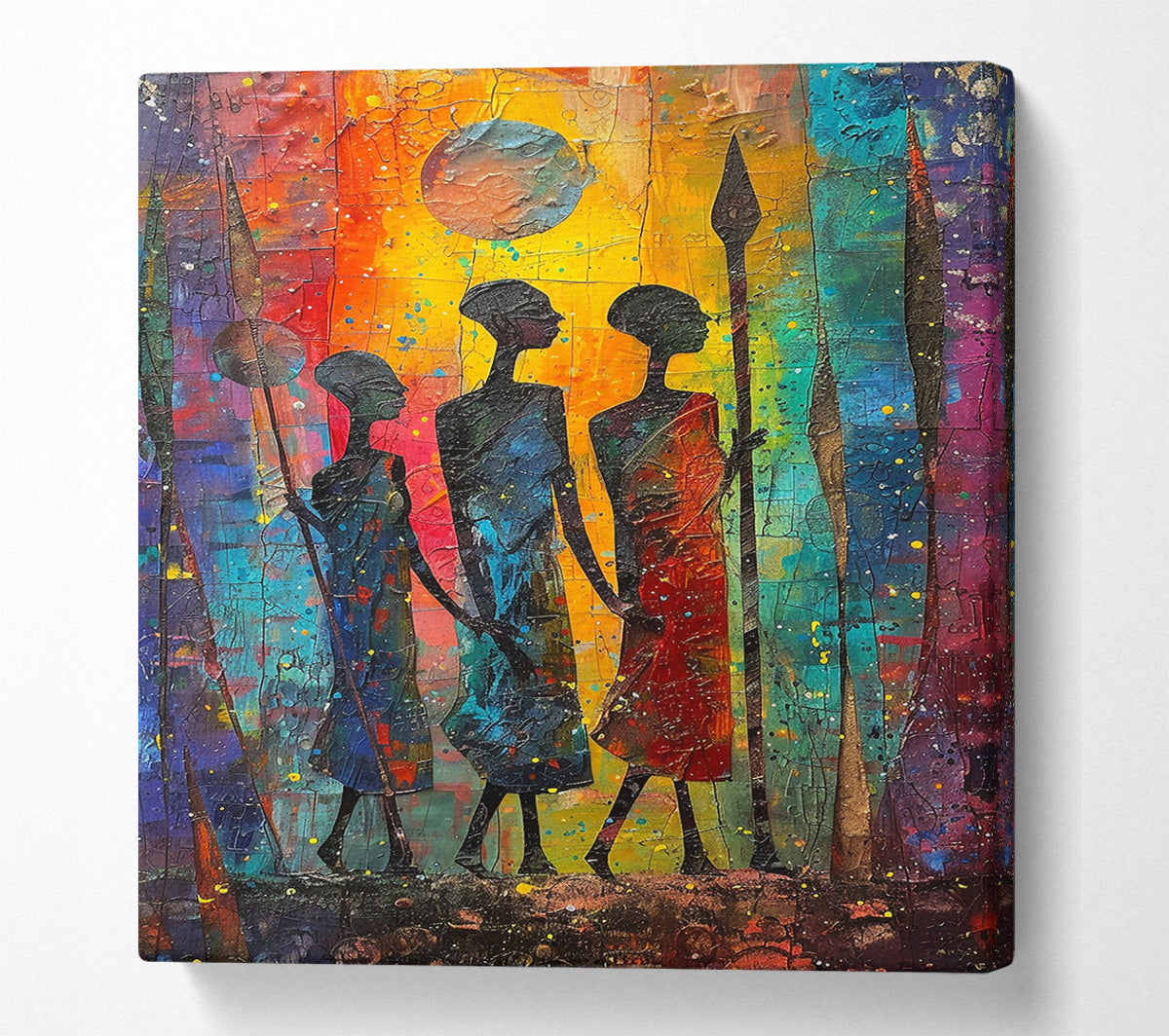 Yellow Sunset Warriors Canvas Wall Art
