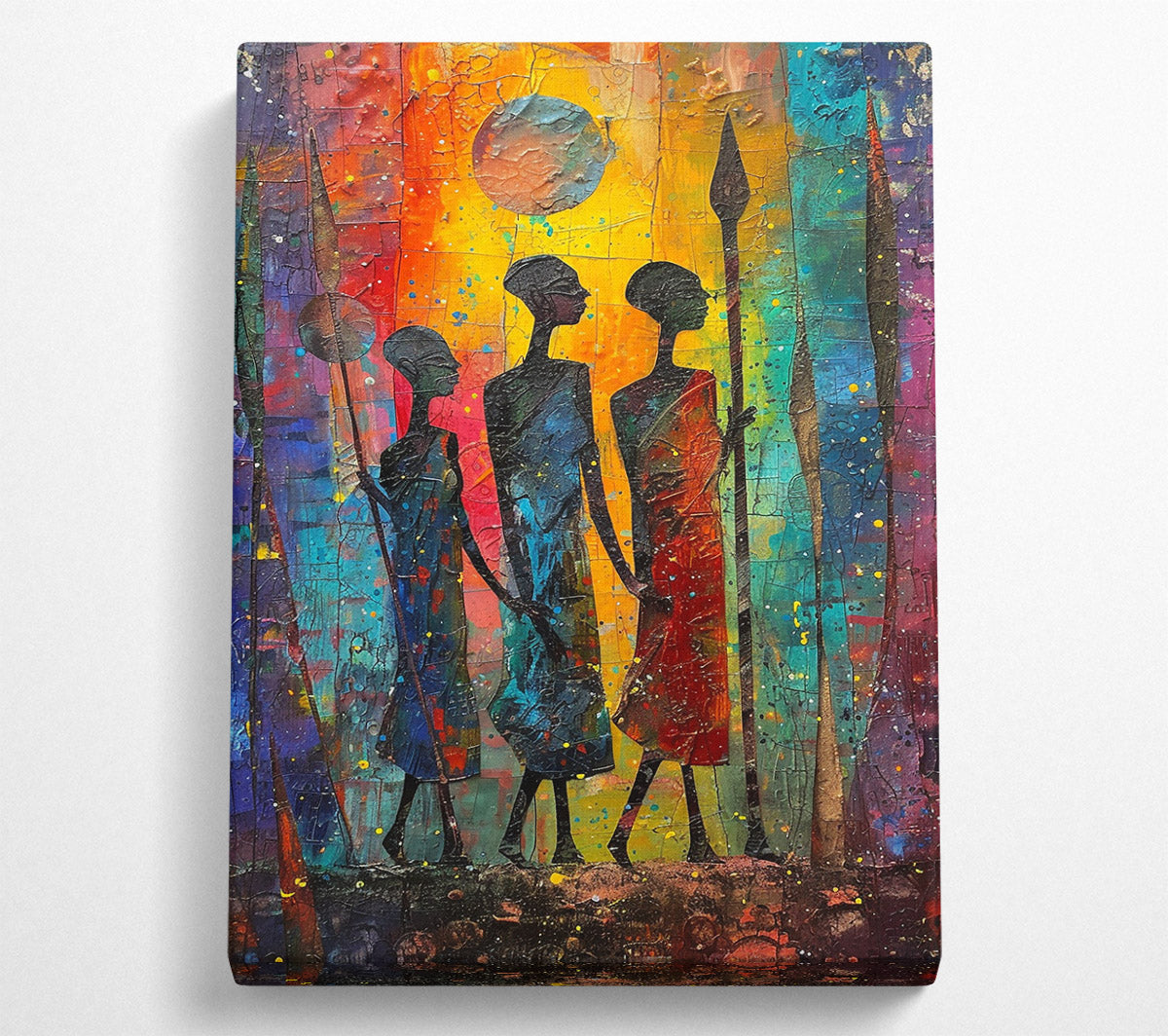 Yellow Sunset Warriors Canvas Wall Art